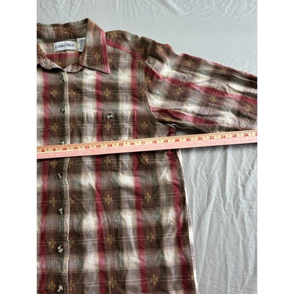 Vintage Cabin Creek Brown Plaid Button Down Flannel Shirt size Large 100% Cotton - Picture 5 of 7